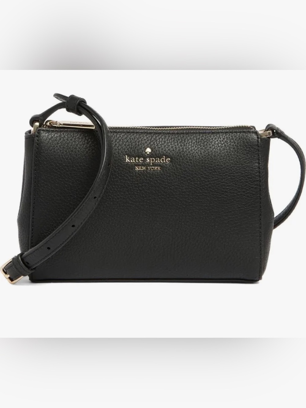 Kate Spade New York Leila Mini Zip Black Leather Crossbody